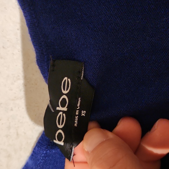 NWT ❗️  bebe navy  ( cobalt) sweater dress xs size stylsih silver rhinestones - Picture 16 of 17